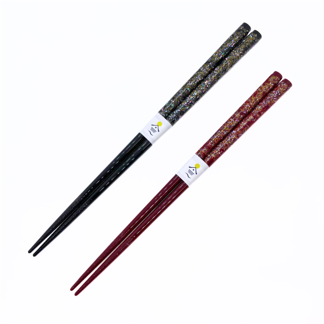 【若狭塗】貝氷河 螺鈿 夫婦箸セット桐箱入り