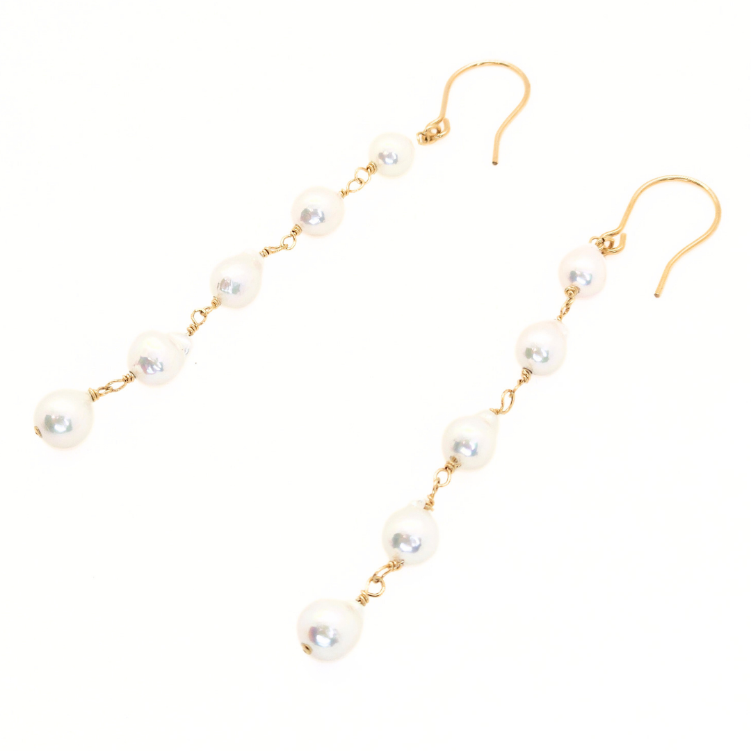 5mmパール 5連ピアス ホワイト