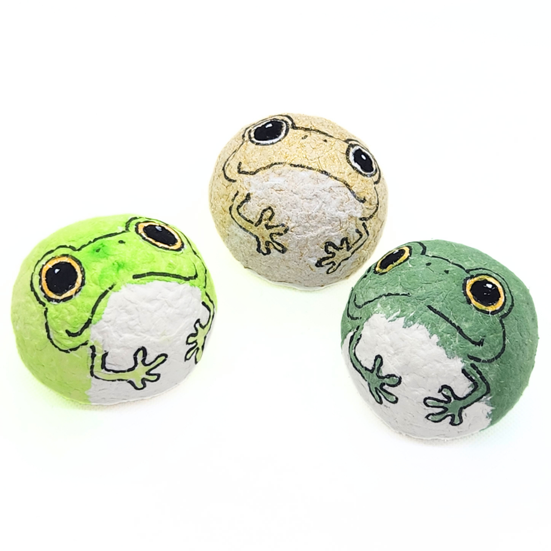 【越前和紙】手漉き和紙おきあがりこぼし かえる-緑-