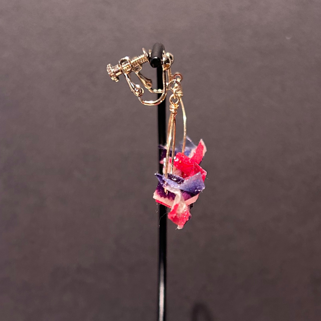 【二俣和紙】板締め絞りフープ イヤリング Pink