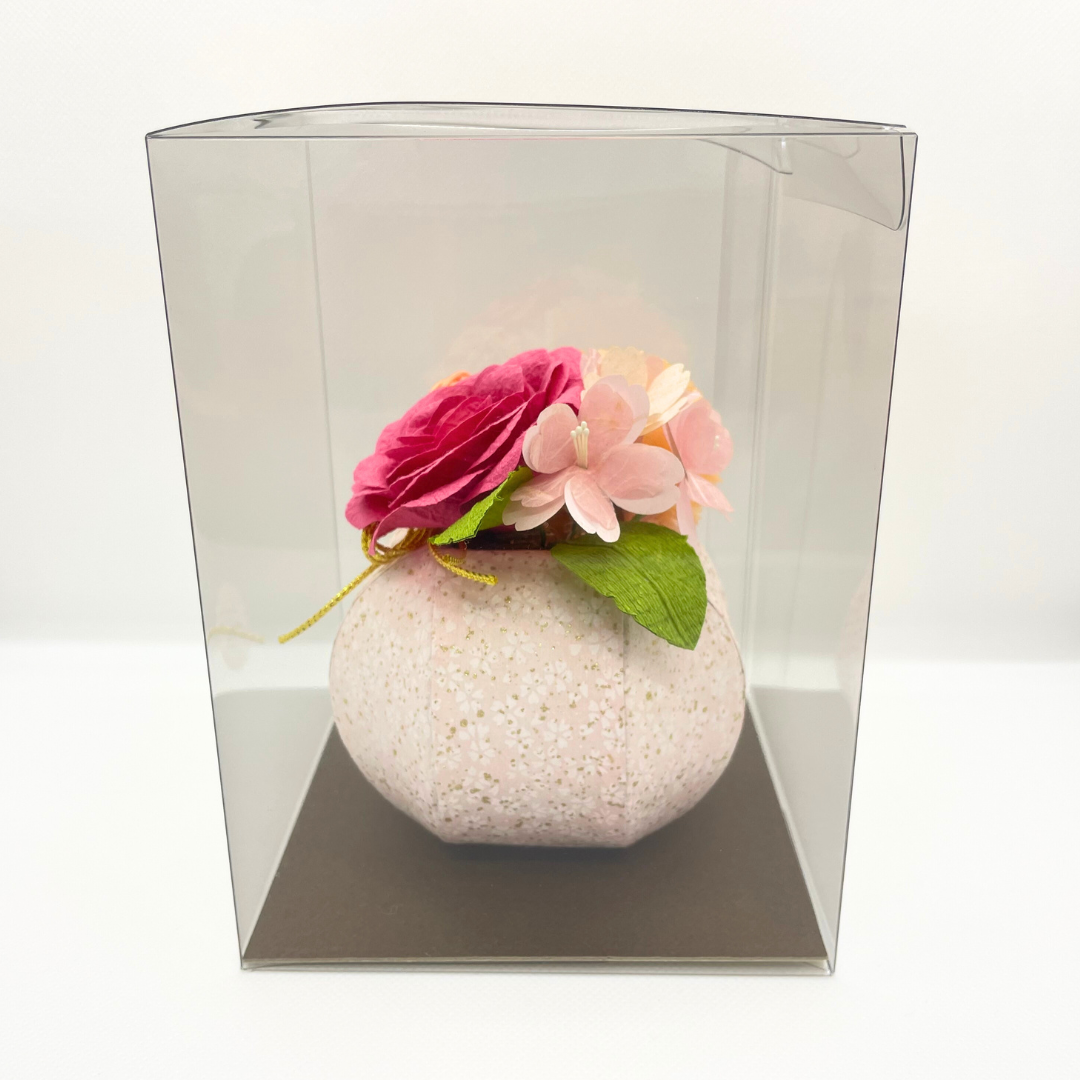 【越前和紙】ピンクローズの和紙玉アレンジメント