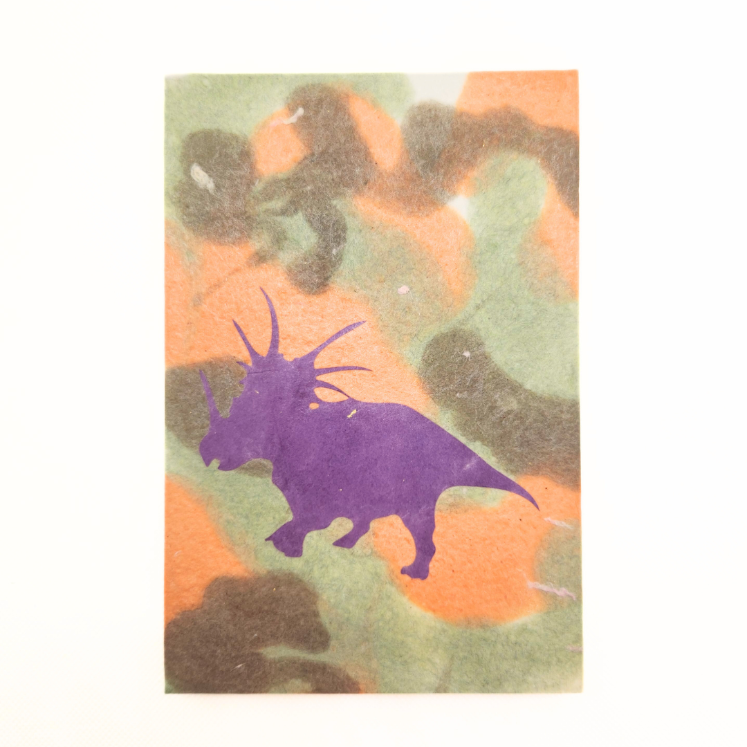 【越前和紙】御竜印帳 迷彩 紫 ティラノサウルス×トリケラトプス