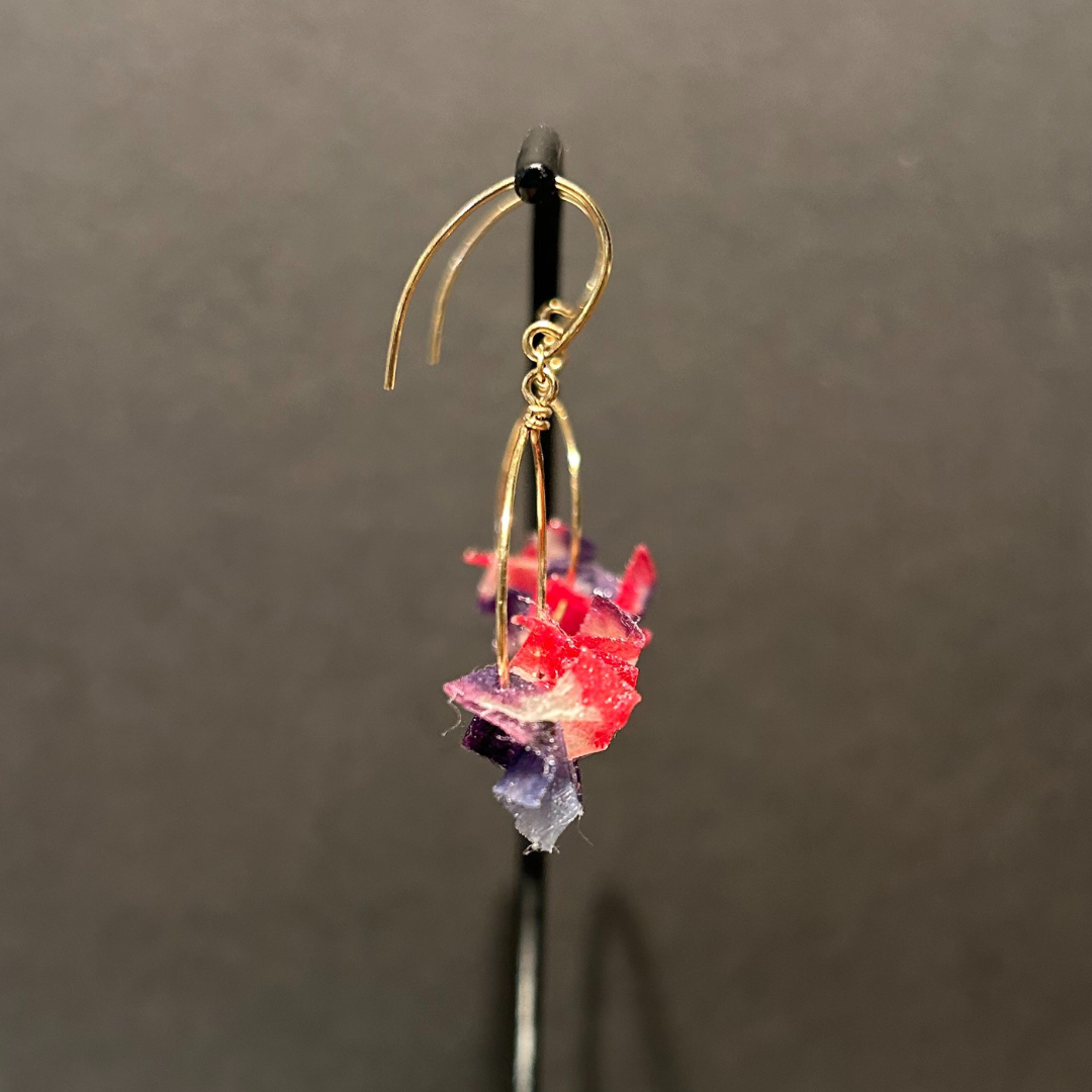 【二俣和紙】板締め絞りフープ ピアス Pink