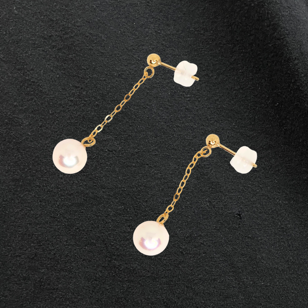 1粒パールドロップピアス ゴールド