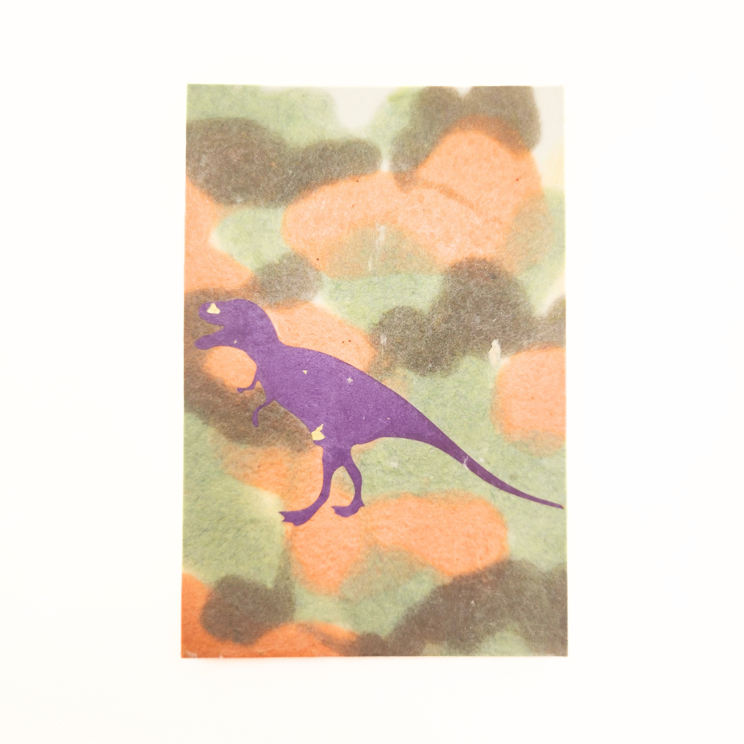 【越前和紙】御竜印帳 迷彩 紫 ティラノサウルス×トリケラトプス
