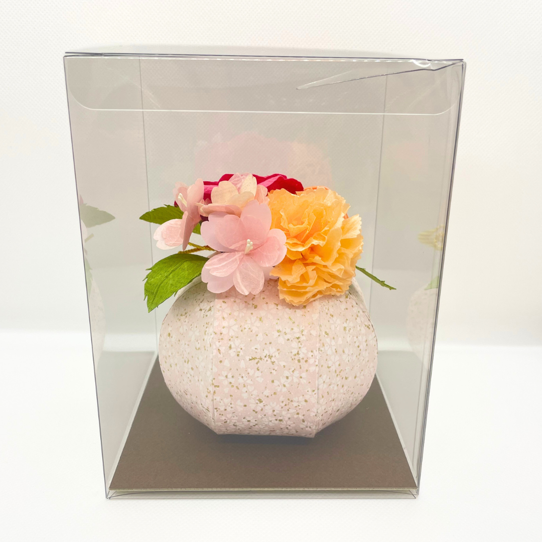 【越前和紙】ピンクローズの和紙玉アレンジメント