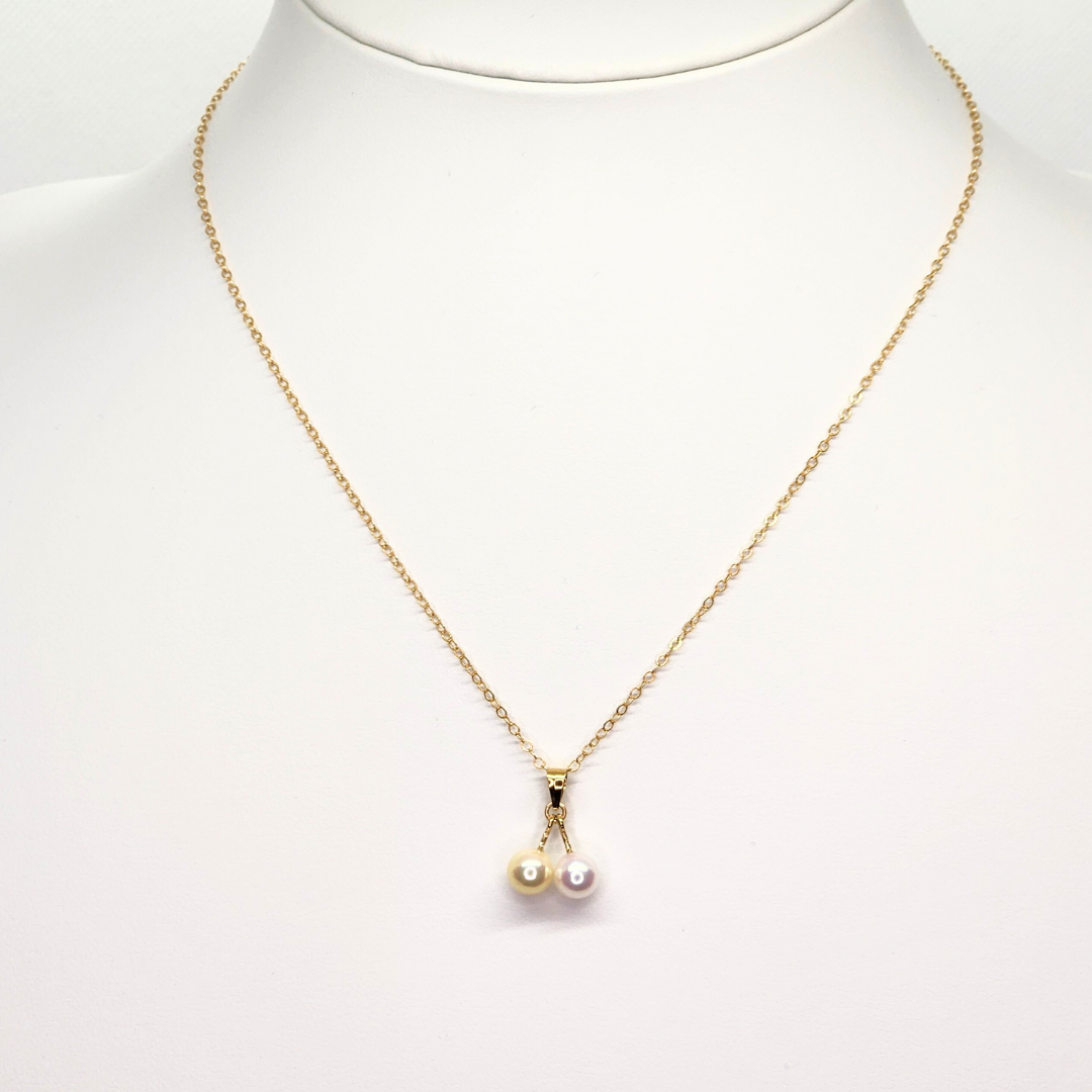 6mm二粒ペンダント ゴールド