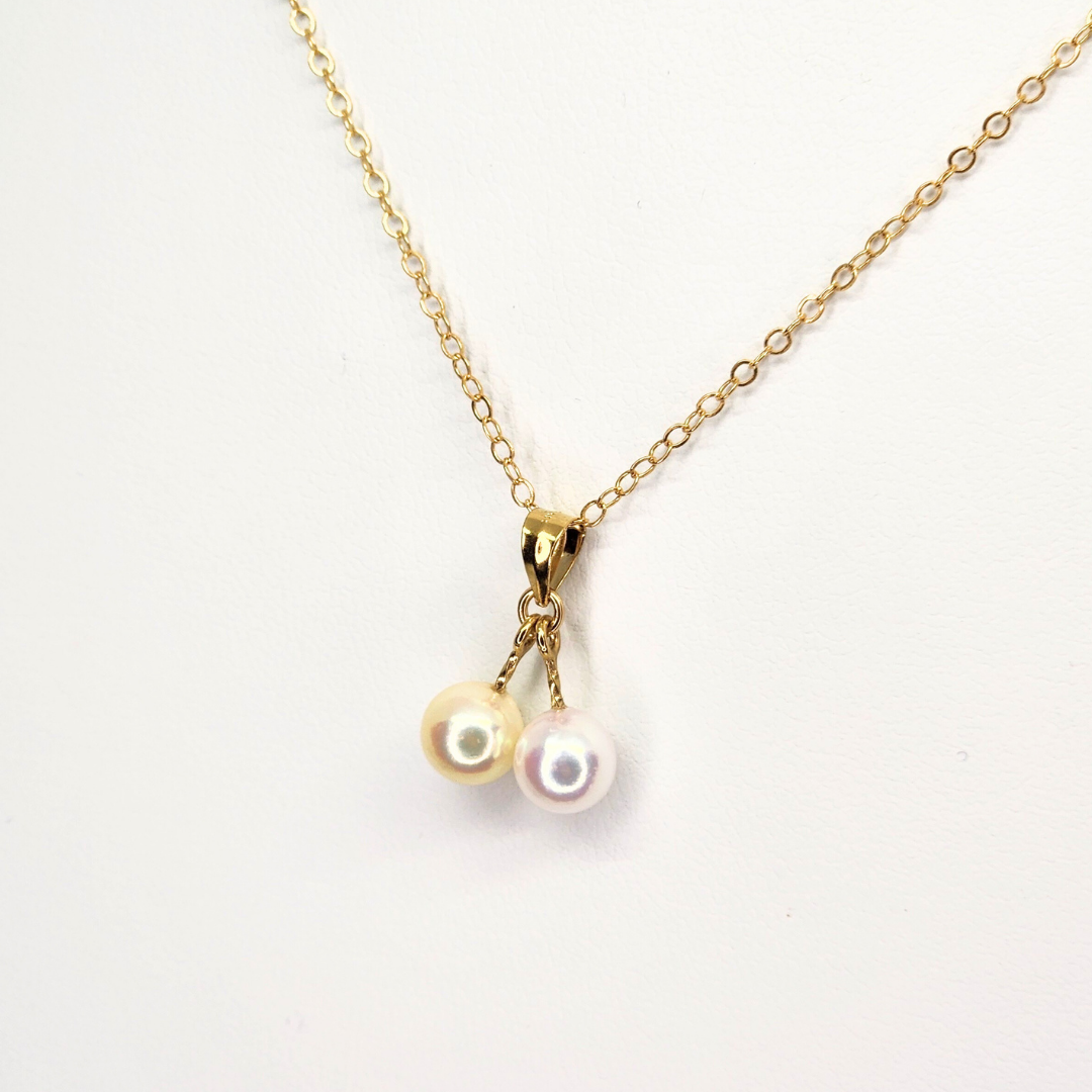 6mm二粒ペンダント ゴールド