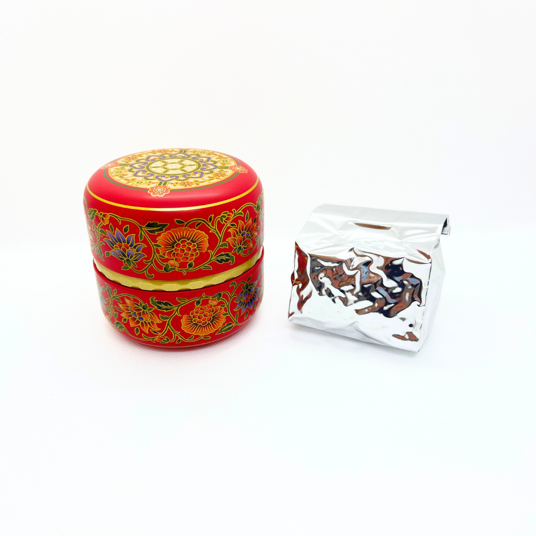 茶缶豆入り番茶(ほうじ仕上げ) オリエント赤