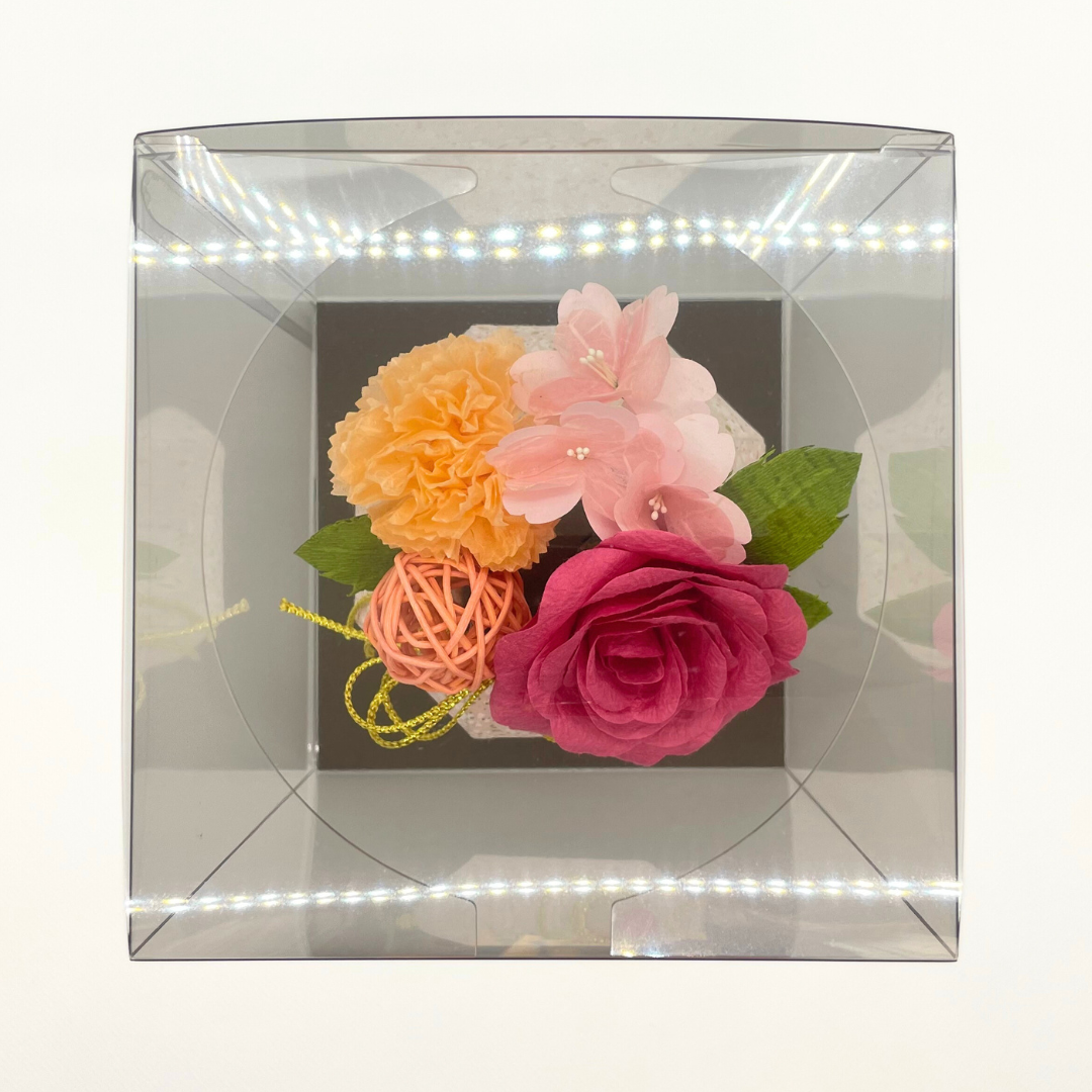 【越前和紙】ピンクローズの和紙玉アレンジメント