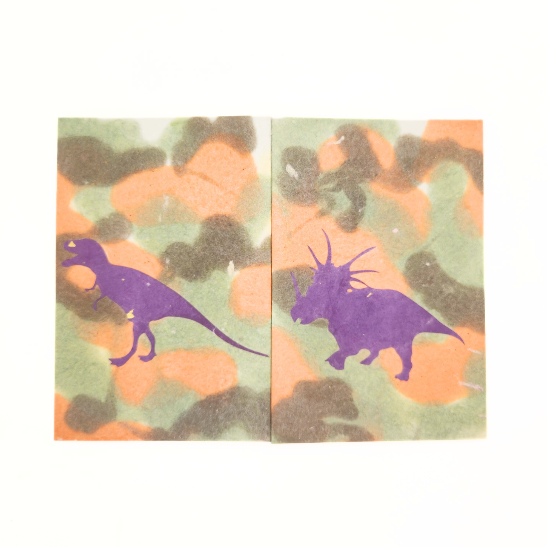 【越前和紙】御竜印帳 迷彩 紫 ティラノサウルス×トリケラトプス