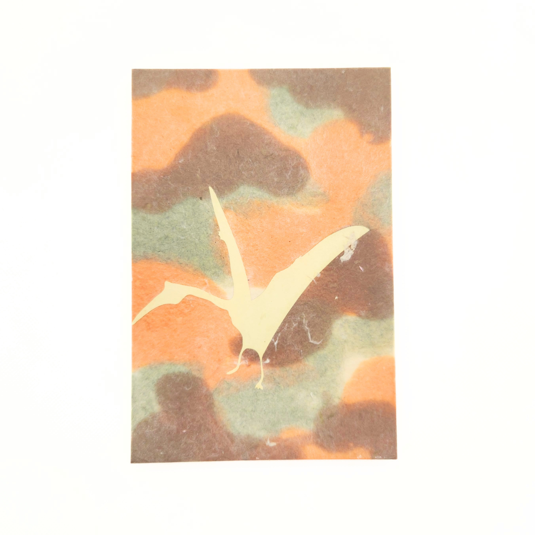 【越前和紙】御竜印帳 迷彩 白 ティラノサウルス×プテラノドン