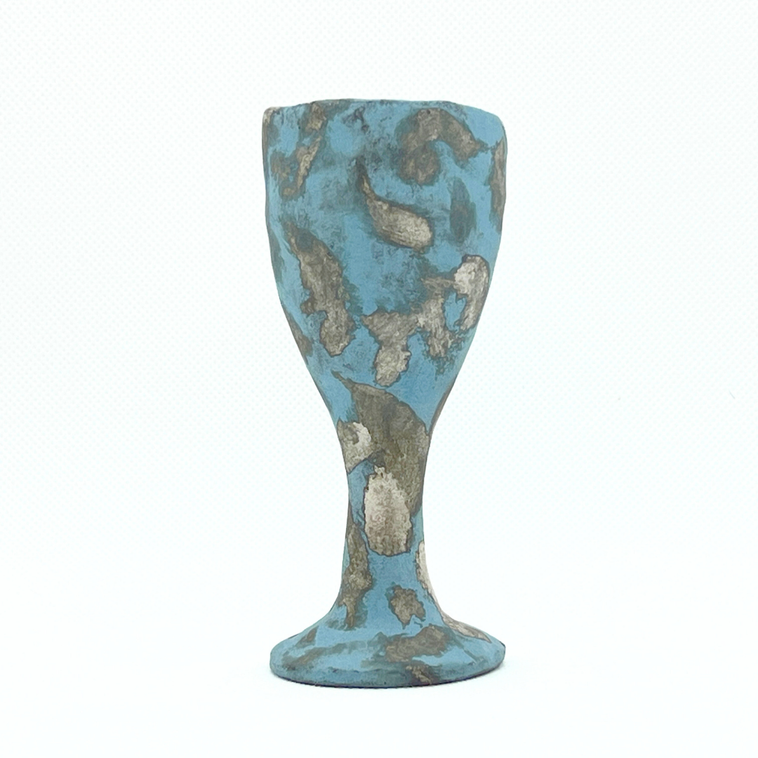 ファイアンス青銀彩高杯