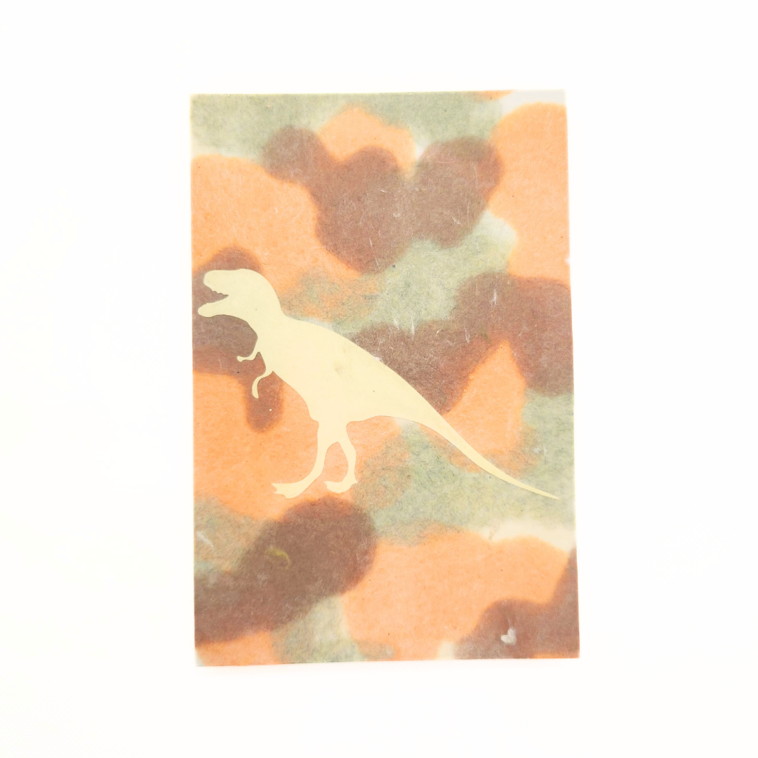 【越前和紙】御竜印帳 迷彩 白 ティラノサウルス×プテラノドン