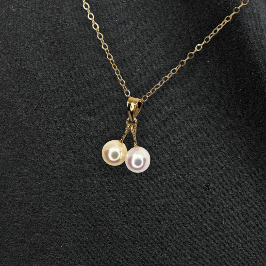 6mm二粒ペンダント ゴールド