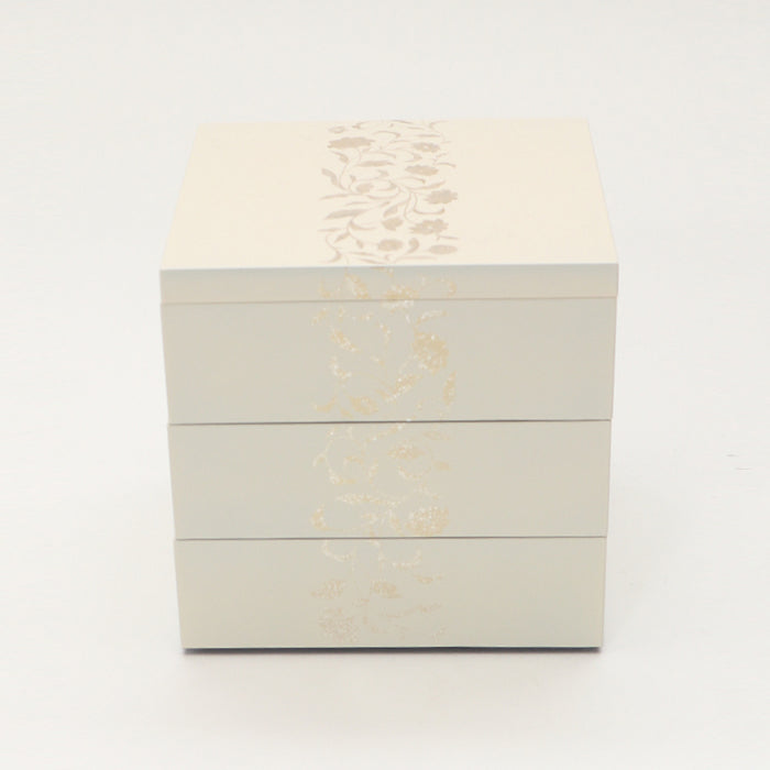 アールデコ三段重箱 オフホワイト
