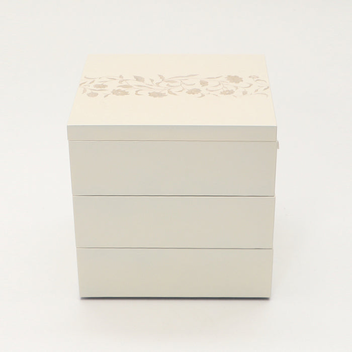 アールデコ三段重箱 オフホワイト