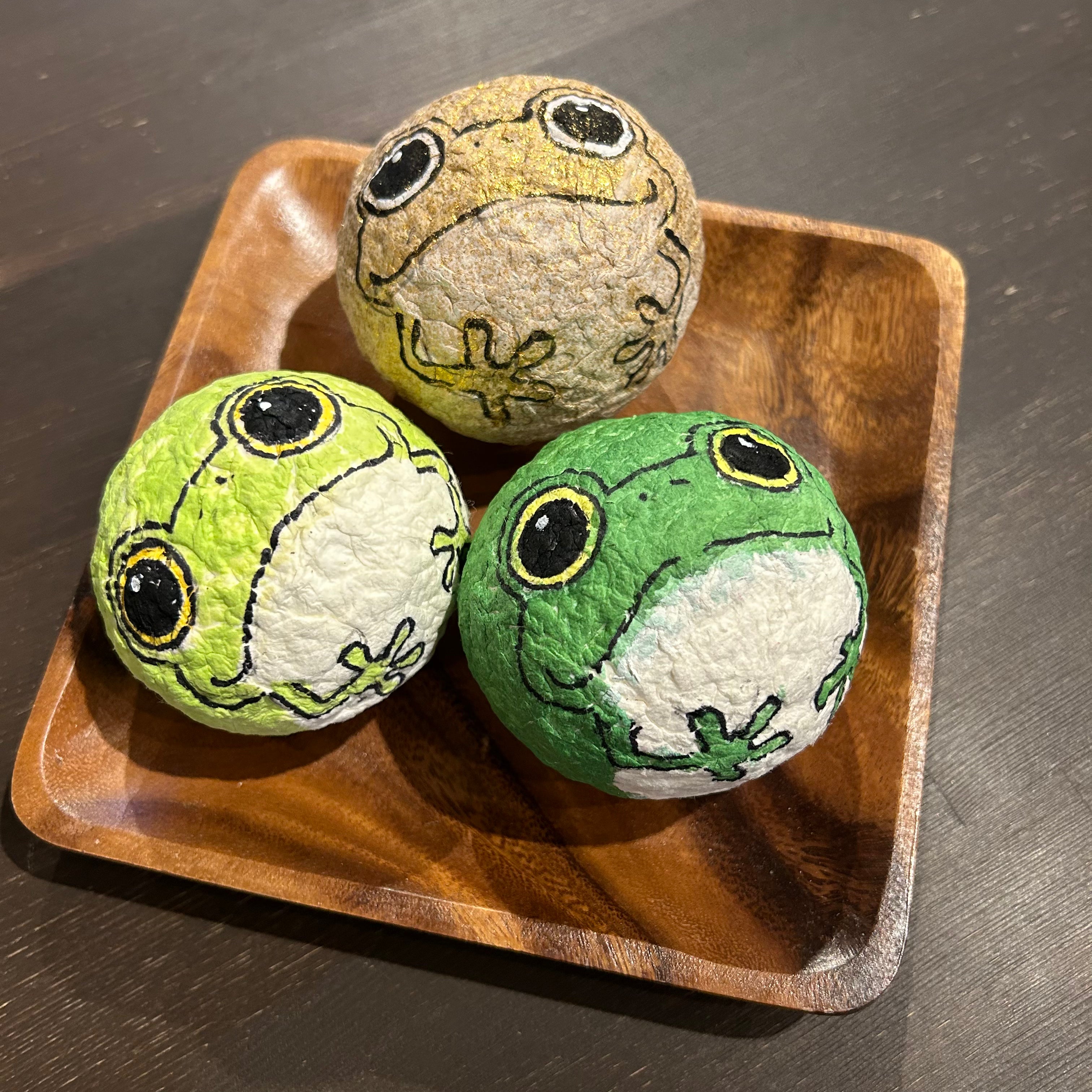 【越前和紙】手漉き和紙おきあがりこぼし かえる-金-