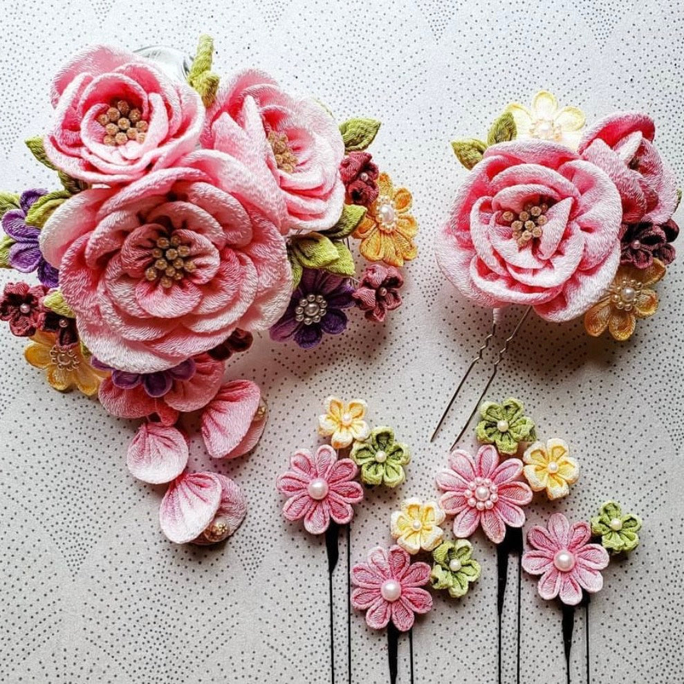 つまみ細工 振袖にあわせたセミオーダー髪飾り