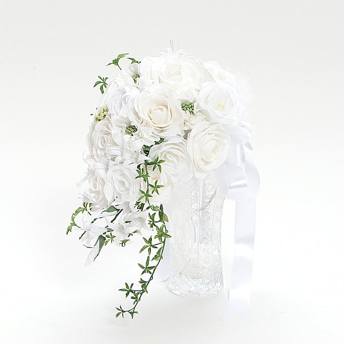 【越前和紙】和紙の花ウエディング・ティアドロップブーケ「スノーホワイト」