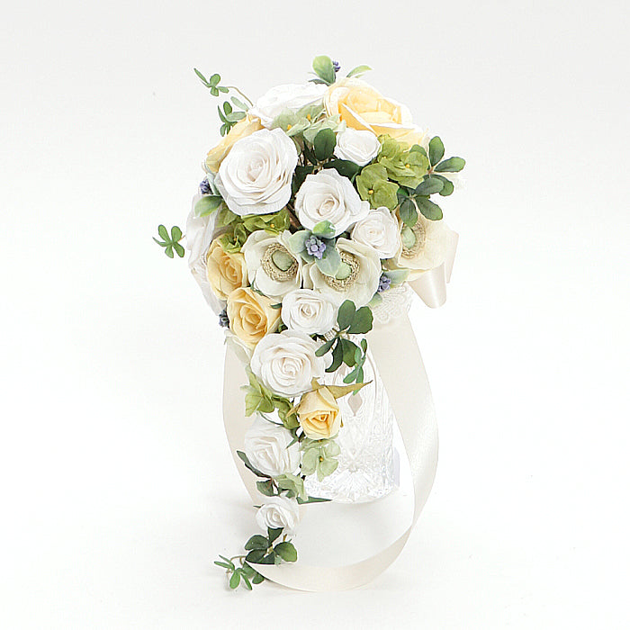 【越前和紙】和紙の花キャスケードブーケ「ホワイトローズ」