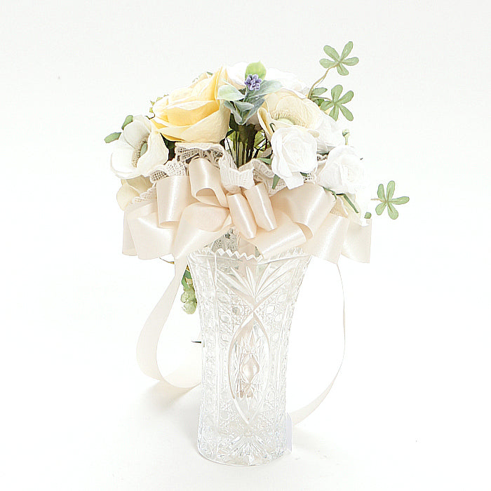 【越前和紙】和紙の花キャスケードブーケ「ホワイトローズ」