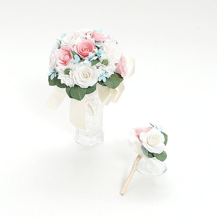 【越前和紙】和紙の花ウエディング-ラウンドブーケ「幸福な愛」