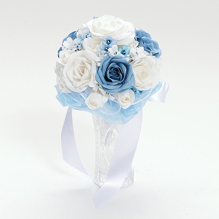 【越前和紙】和紙の花ウエディング-ラウンドブーケ「サムシングブルー」