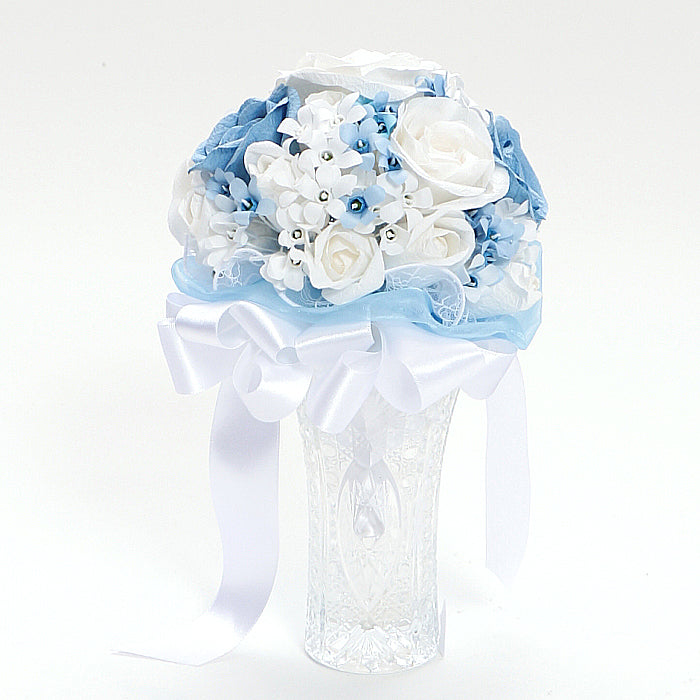 【越前和紙】和紙の花ウエディング-ラウンドブーケ「サムシングブルー」