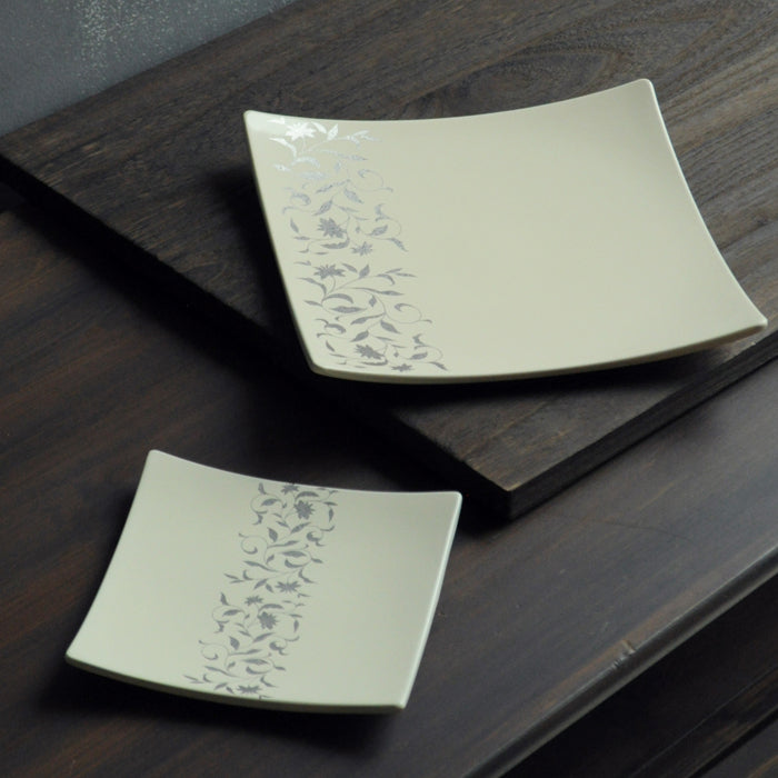 アールデコ スクウェアディッシュオフホワイト Sサイズ