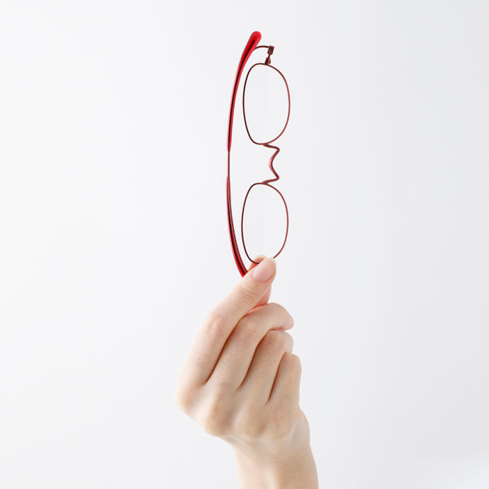 ペーパーグラス Nスタ オーバル型 (レッド)| 折りたたみ老眼鏡 | グッドデザイン賞受賞