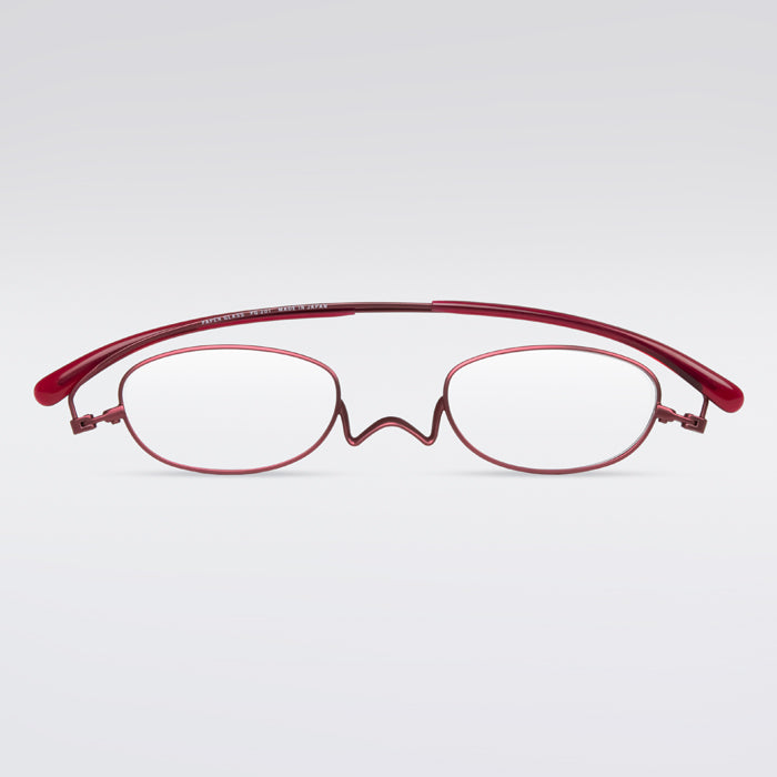 ペーパーグラス オーバル型 折りたたみ老眼鏡レッド