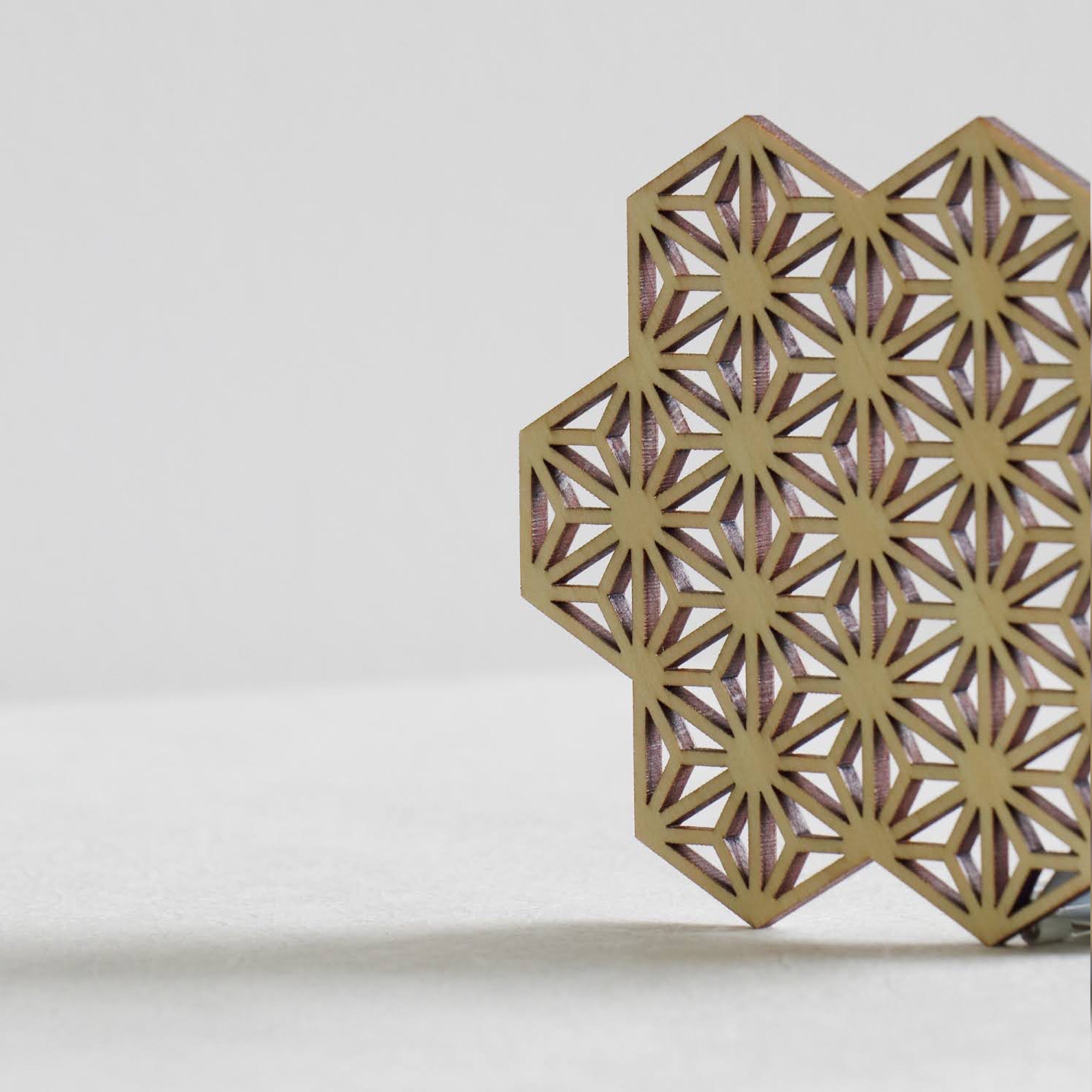 【越前箪笥】縁起柄コースター(麻の葉)