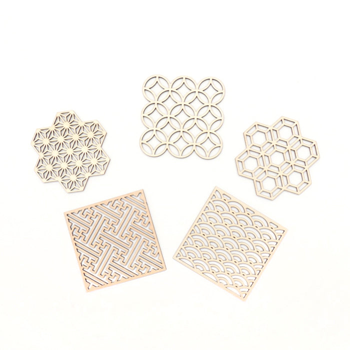 【越前箪笥】縁起柄コースター(麻の葉)