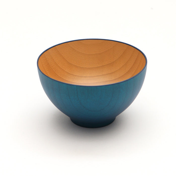 【名入れ可能】木彩椀/ビターカラーズ 花浅葱(青)
