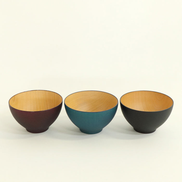 【名入れ可能】木彩椀/ビターカラーズ 濡羽(黒)