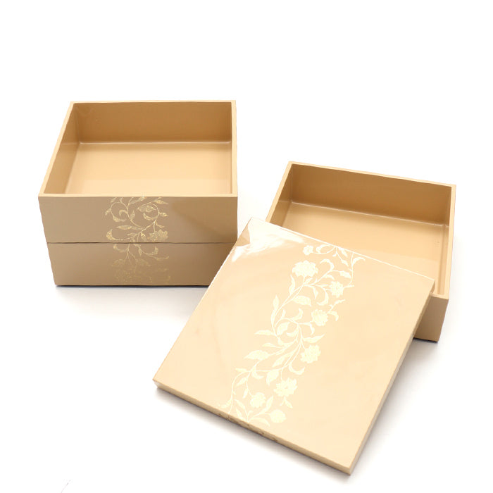 アールデコ三段重箱 キャメル