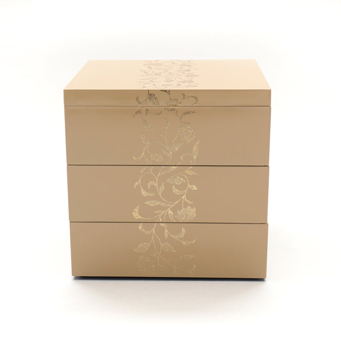 アールデコ三段重箱 キャメル