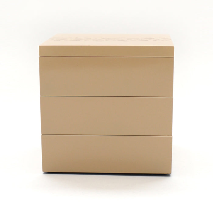 アールデコ三段重箱 キャメル