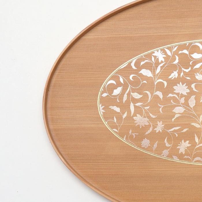 【木製越前塗アールデコ】オーバルトレー(白木)