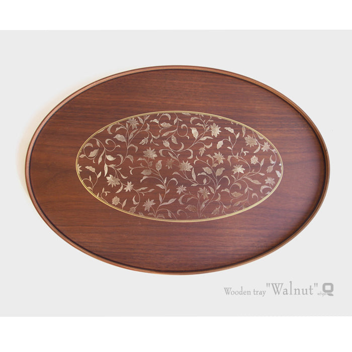 【木製越前塗アールデコ】オーバルトレー(ウォールナット)