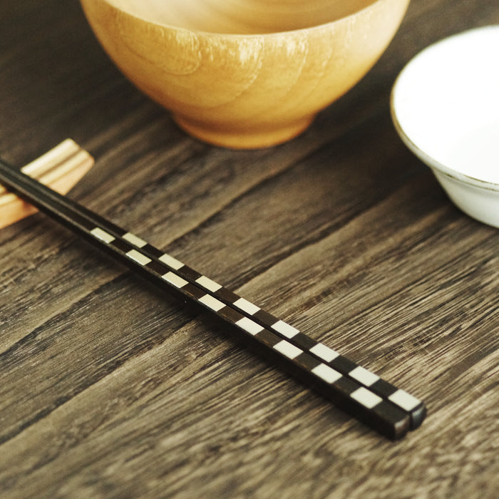 一文字箸 市松 銀