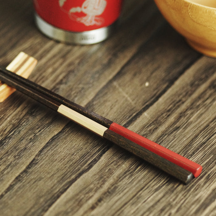 六角箸 市松 灰