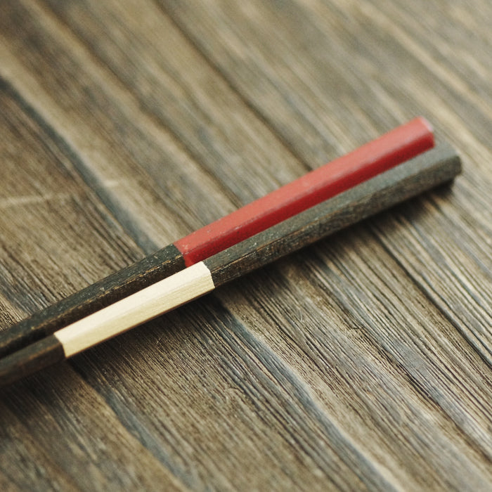 六角箸 市松 灰