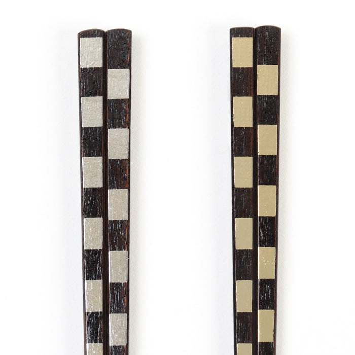 一文字箸 市松 銀