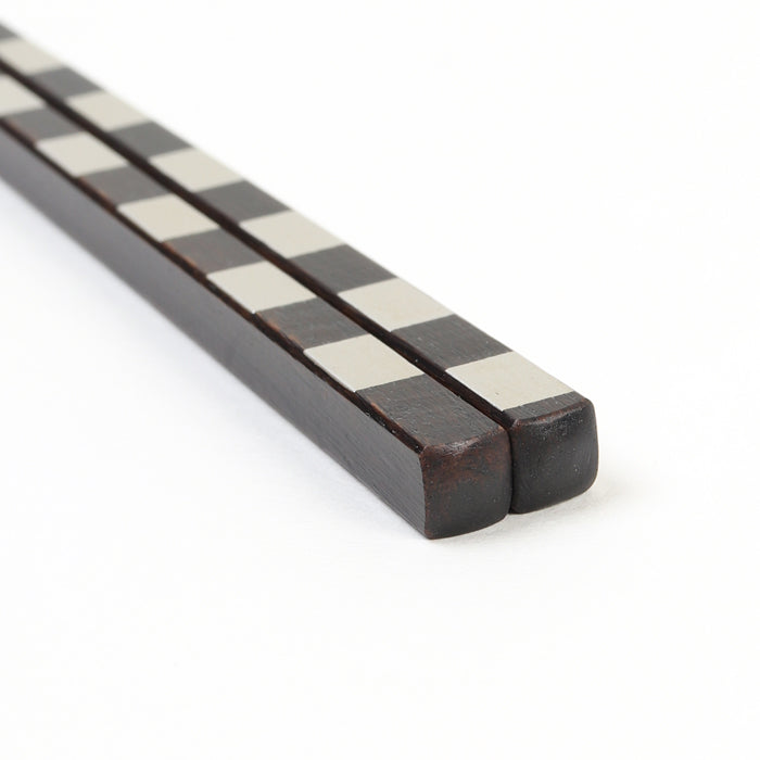 一文字箸 市松 銀