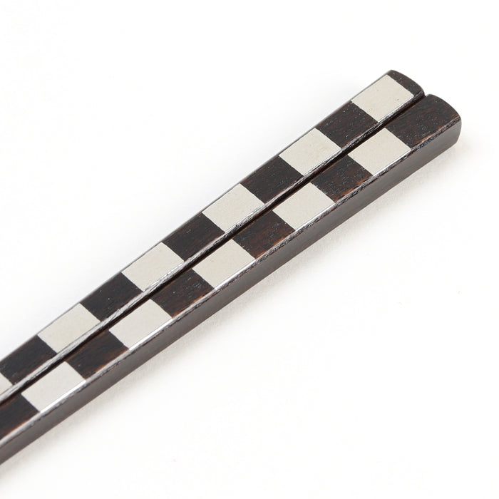 一文字箸 市松 銀