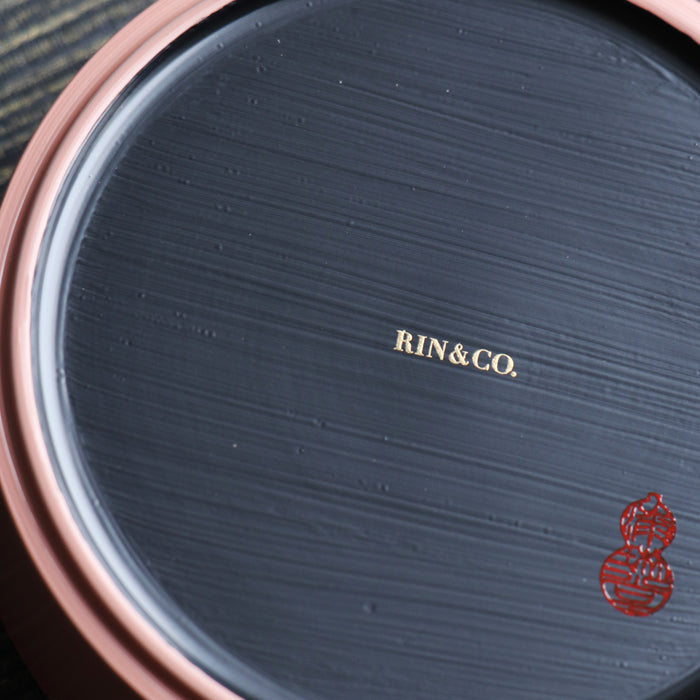 【越前漆器】 刷毛目 トレー丸S 桃