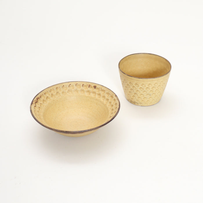 【越前焼】印花小鉢 青