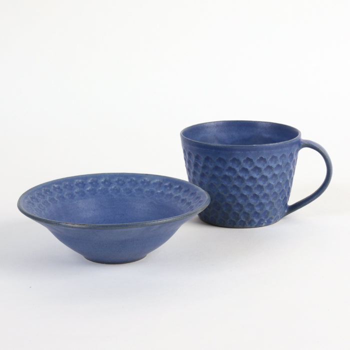 【越前焼】印花小鉢 青